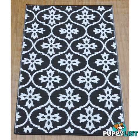 Moroccan Tile Reversable Rug Black & White 150x210cm