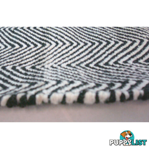 Wave durry Rug Black & White 160x230cm