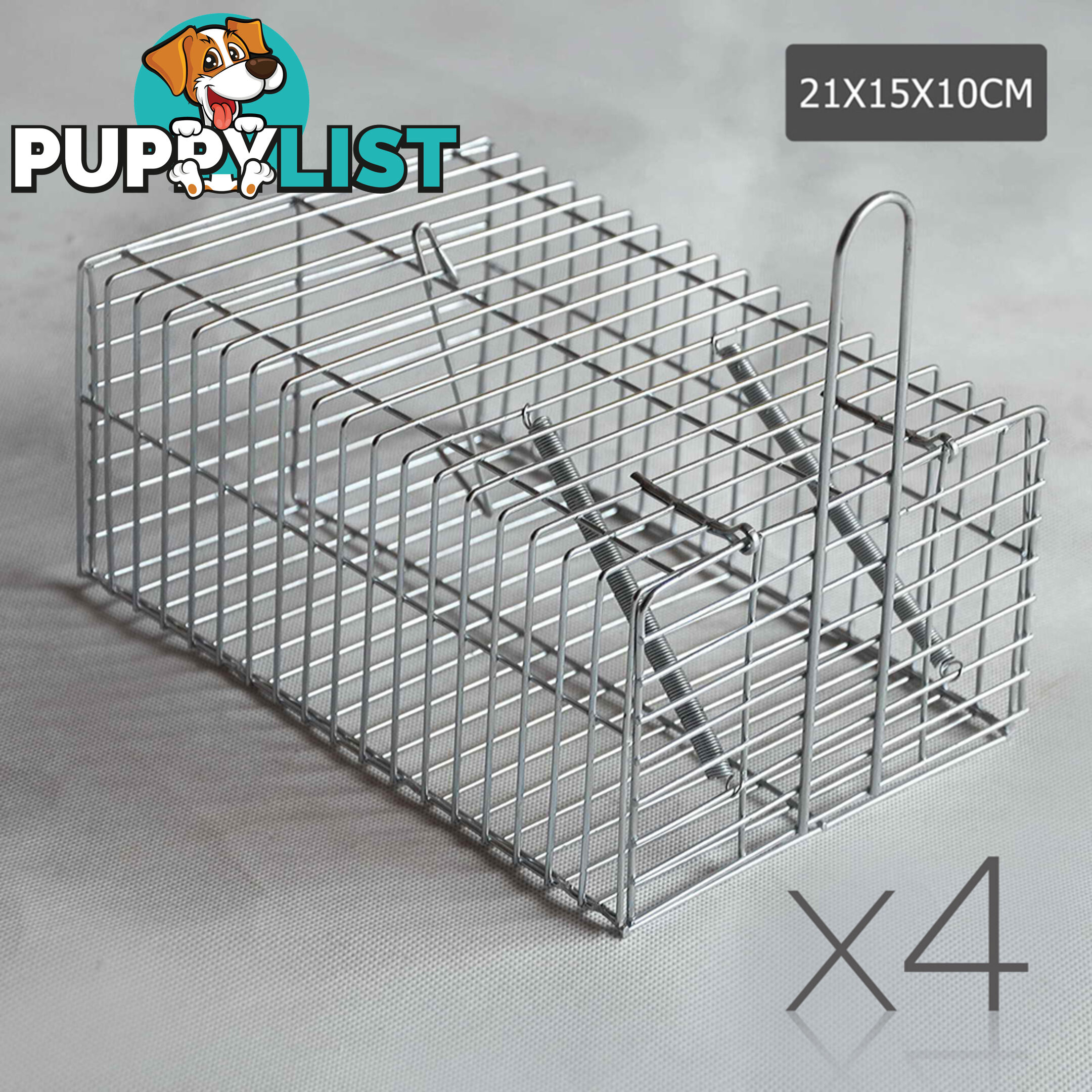 Set of 4 Humane Animal Trap Cage 23 x 15 x 10cm Silver