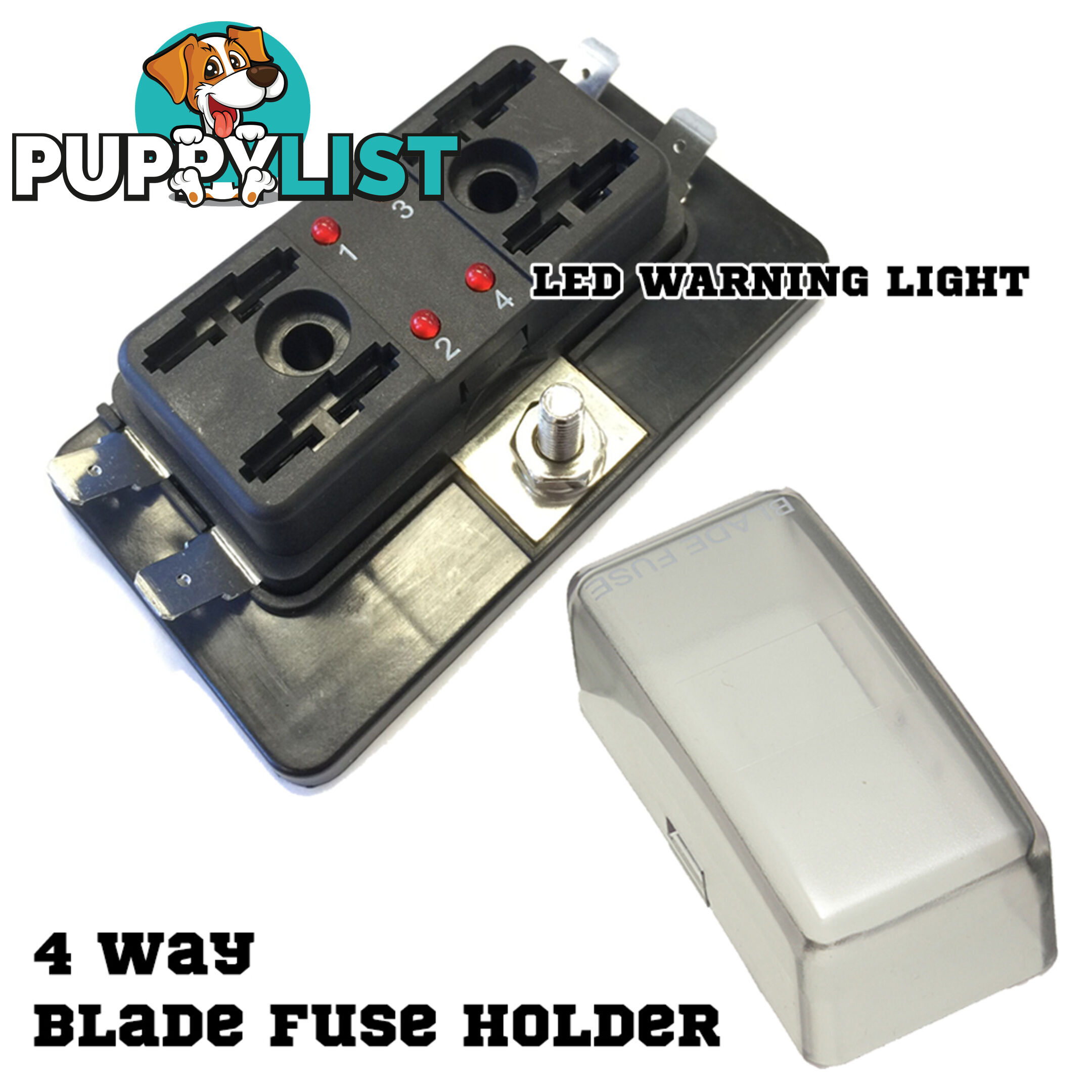 ATO 4 Way Blade Fuse Holder Box LED Light 12-32V Circuit Caravan Truck Boat 4X4