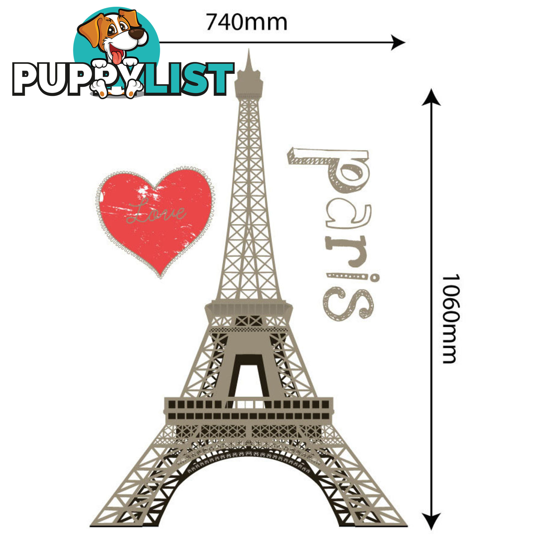 Extra Large Size Paris Eiffel Tower Wall Stickers - Totally Movable