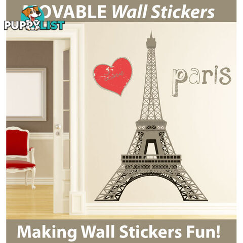 Extra Large Size Paris Eiffel Tower Wall Stickers - Totally Movable