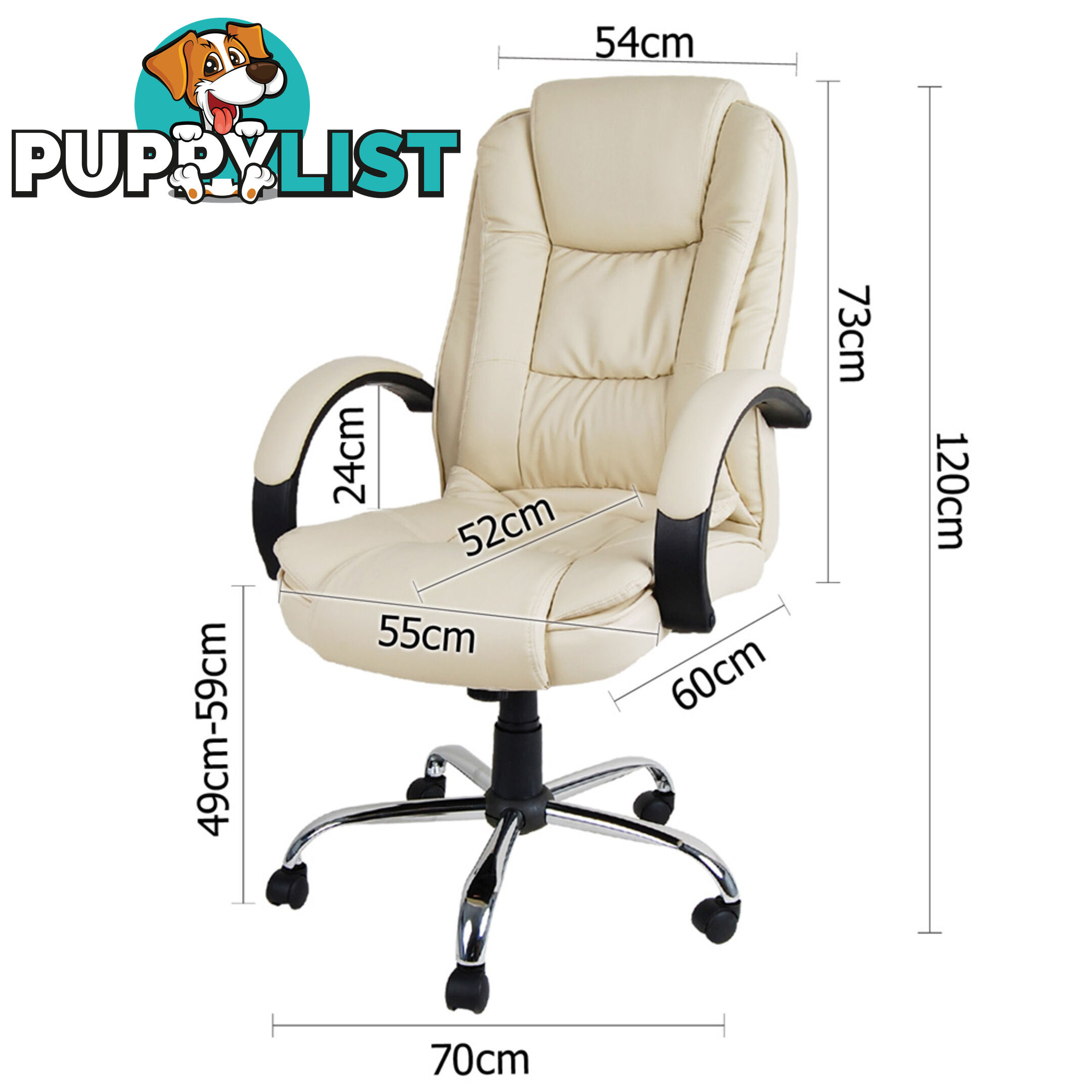 Executive PU Leather Office Computer Chair Beige