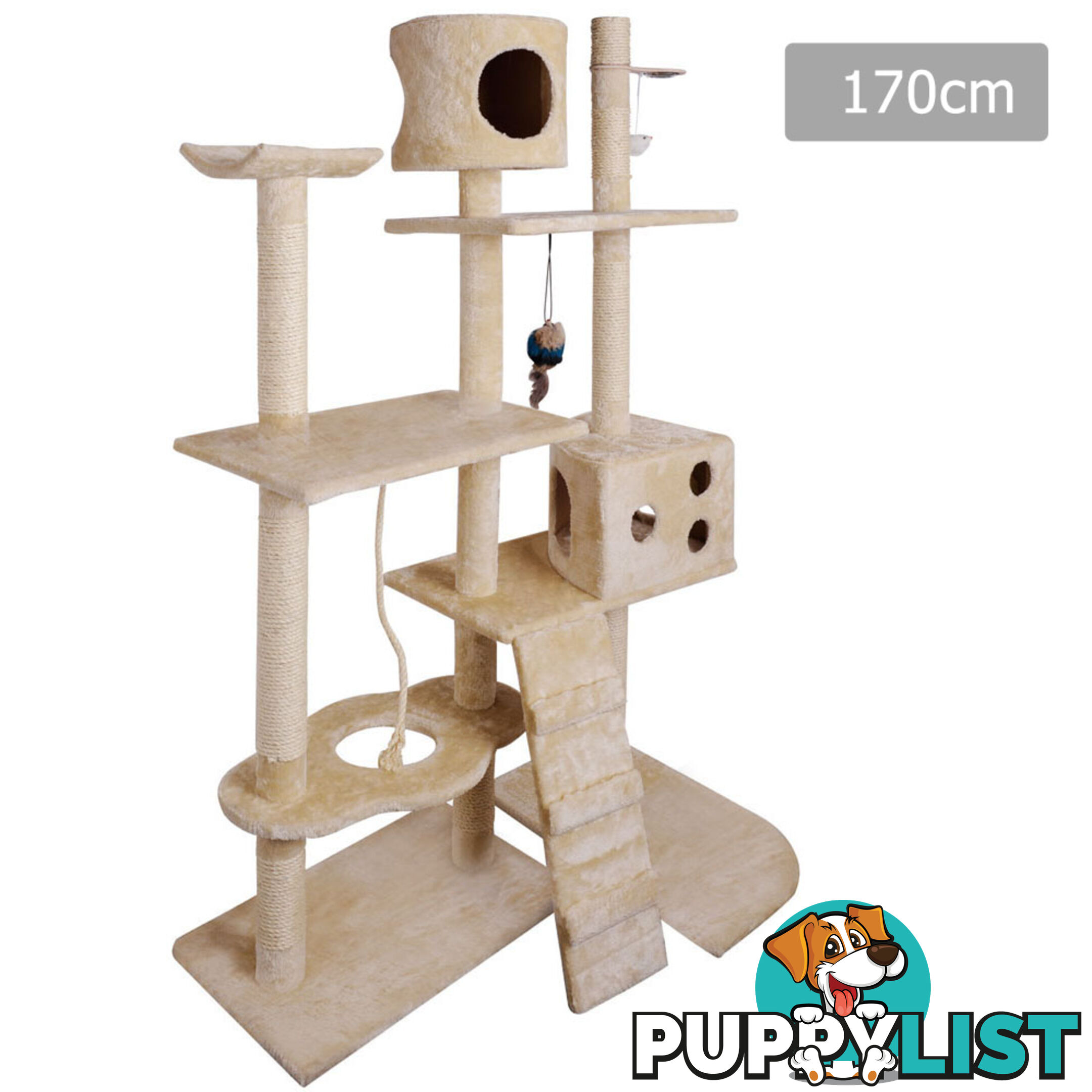 Cat Scratching Poles Post Furniture Tree 170cm Beige