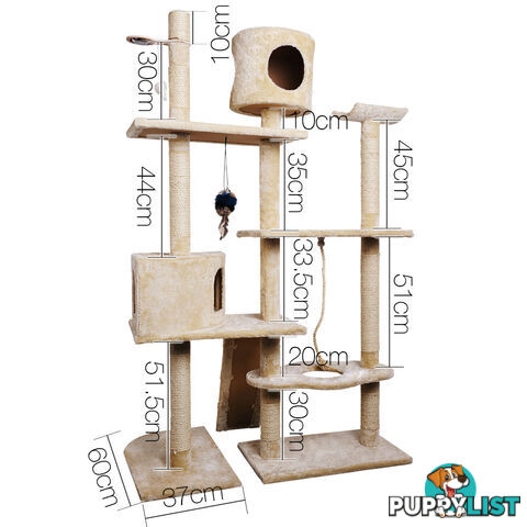 Cat Scratching Poles Post Furniture Tree 170cm Beige