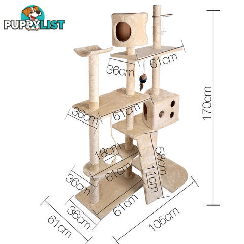 Cat Scratching Poles Post Furniture Tree 170cm Beige