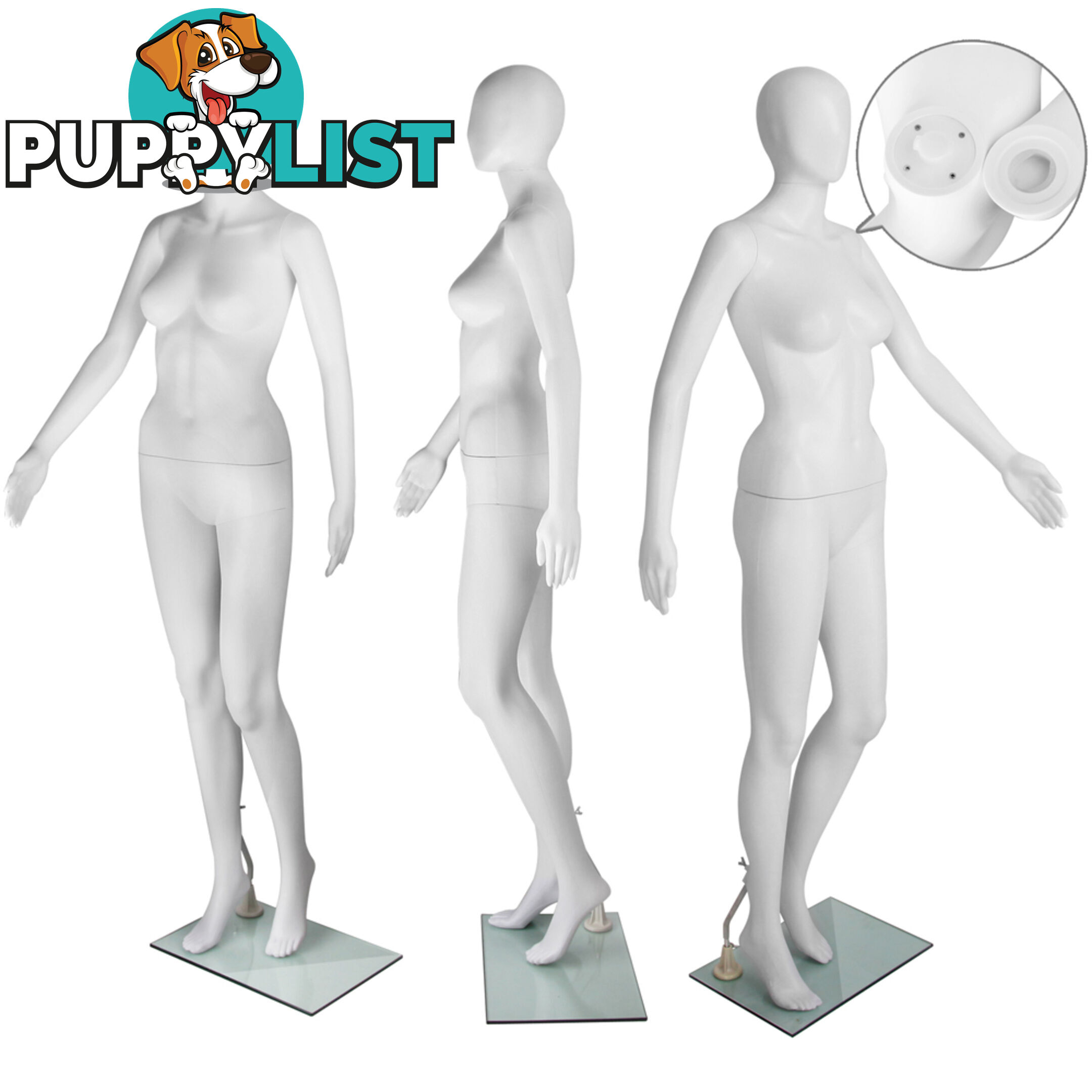 Full Body Female Mannequin Cloth Display Tailor Dressmaker Egg Head White 175cm