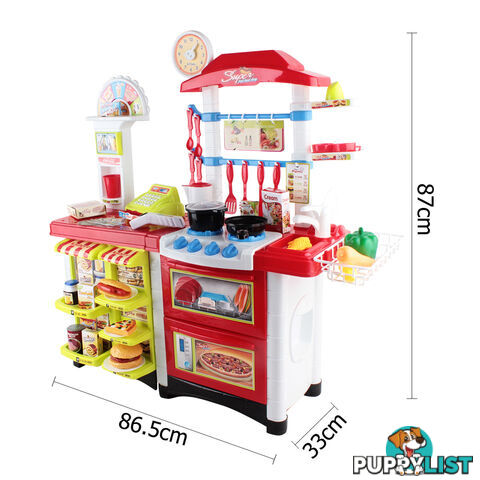 Kitchen Supermarket Pretend Play Set Red White