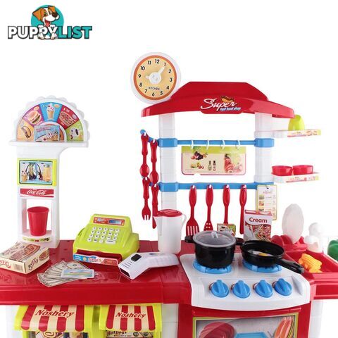 Kitchen Supermarket Pretend Play Set Red White