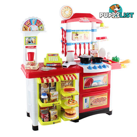 Kitchen Supermarket Pretend Play Set Red White