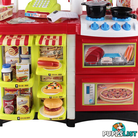 Kitchen Supermarket Pretend Play Set Red White