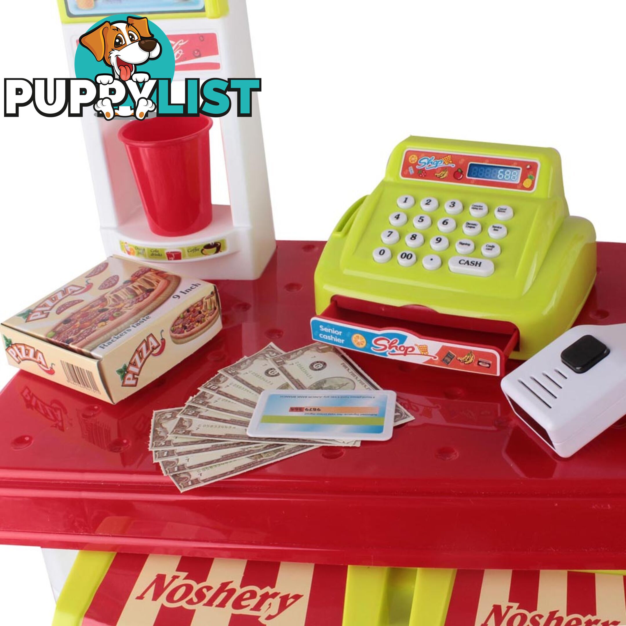 Kitchen Supermarket Pretend Play Set Red White