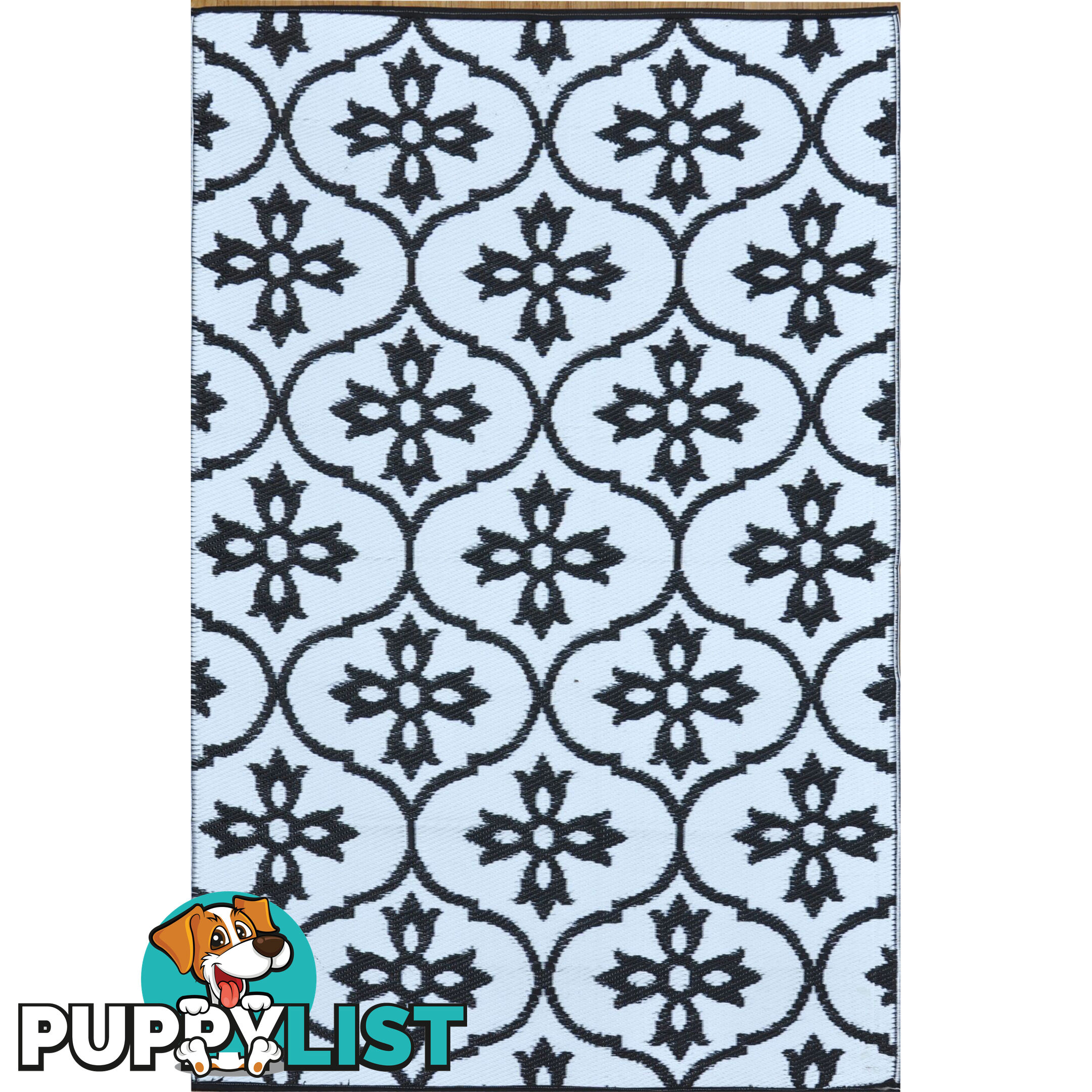 Moroccan Tile Reversable Rug Black & White 120x180cm