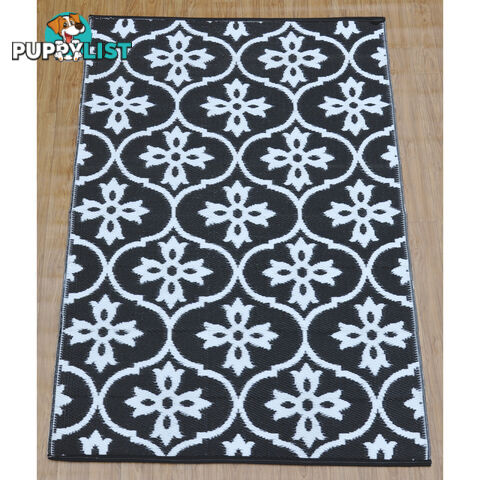 Moroccan Tile Reversable Rug Black & White 120x180cm