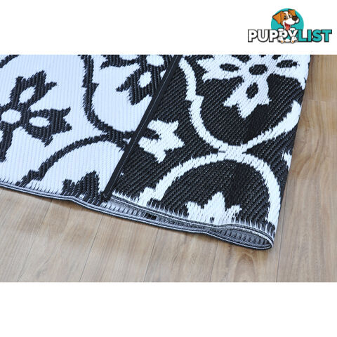 Moroccan Tile Reversable Rug Black & White 120x180cm