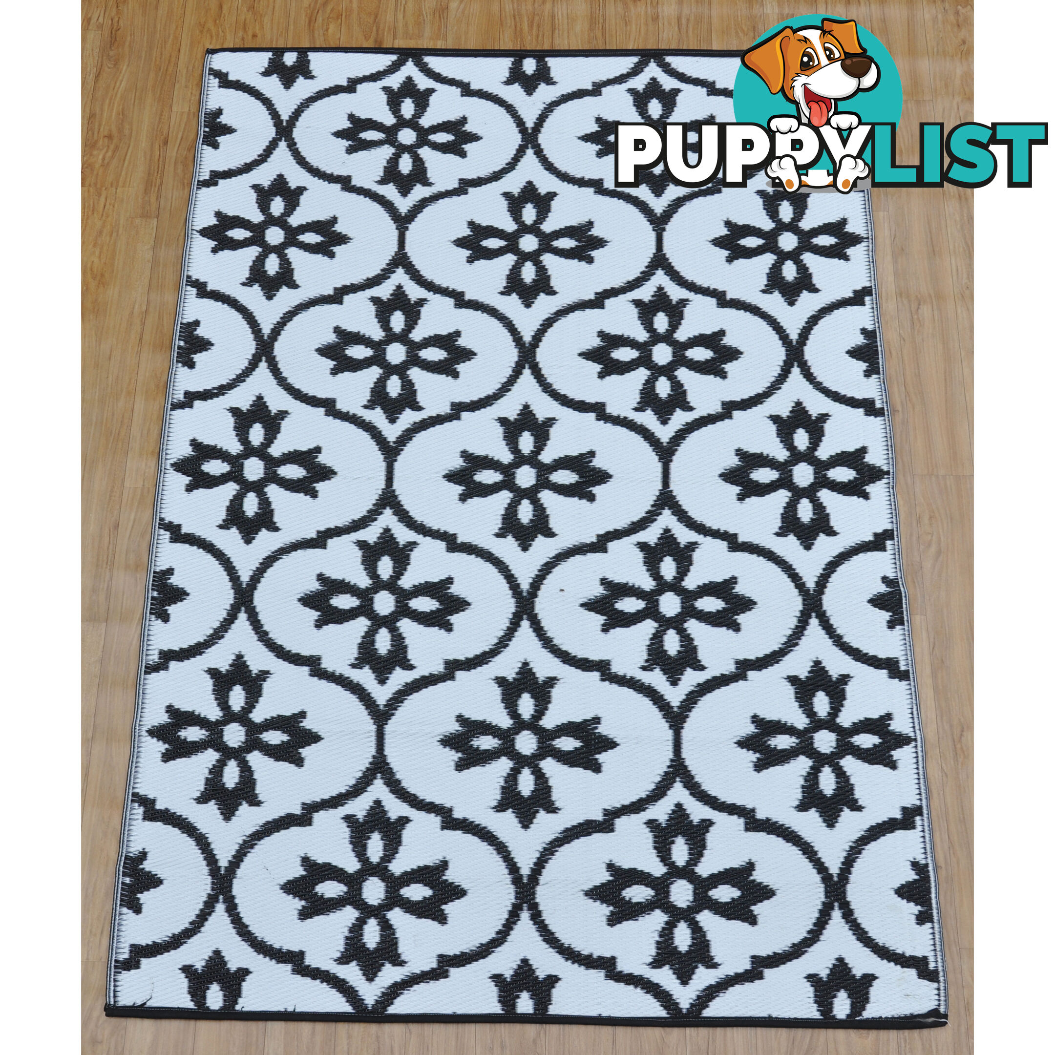 Moroccan Tile Reversable Rug Black & White 120x180cm