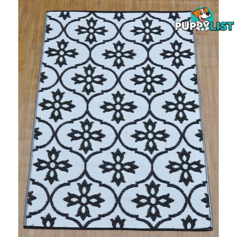 Moroccan Tile Reversable Rug Black & White 120x180cm