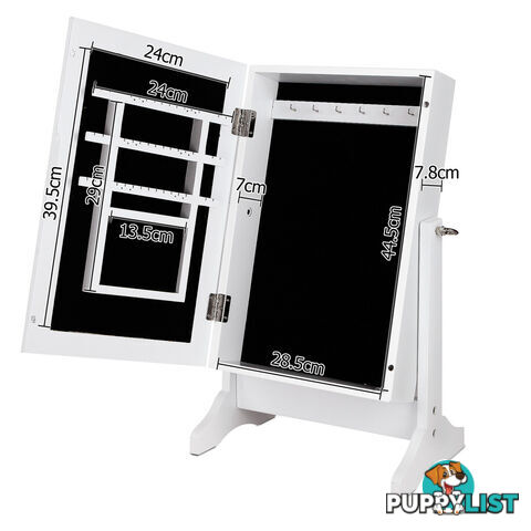 Table top Jewellery Cabinet w/ Mirror White