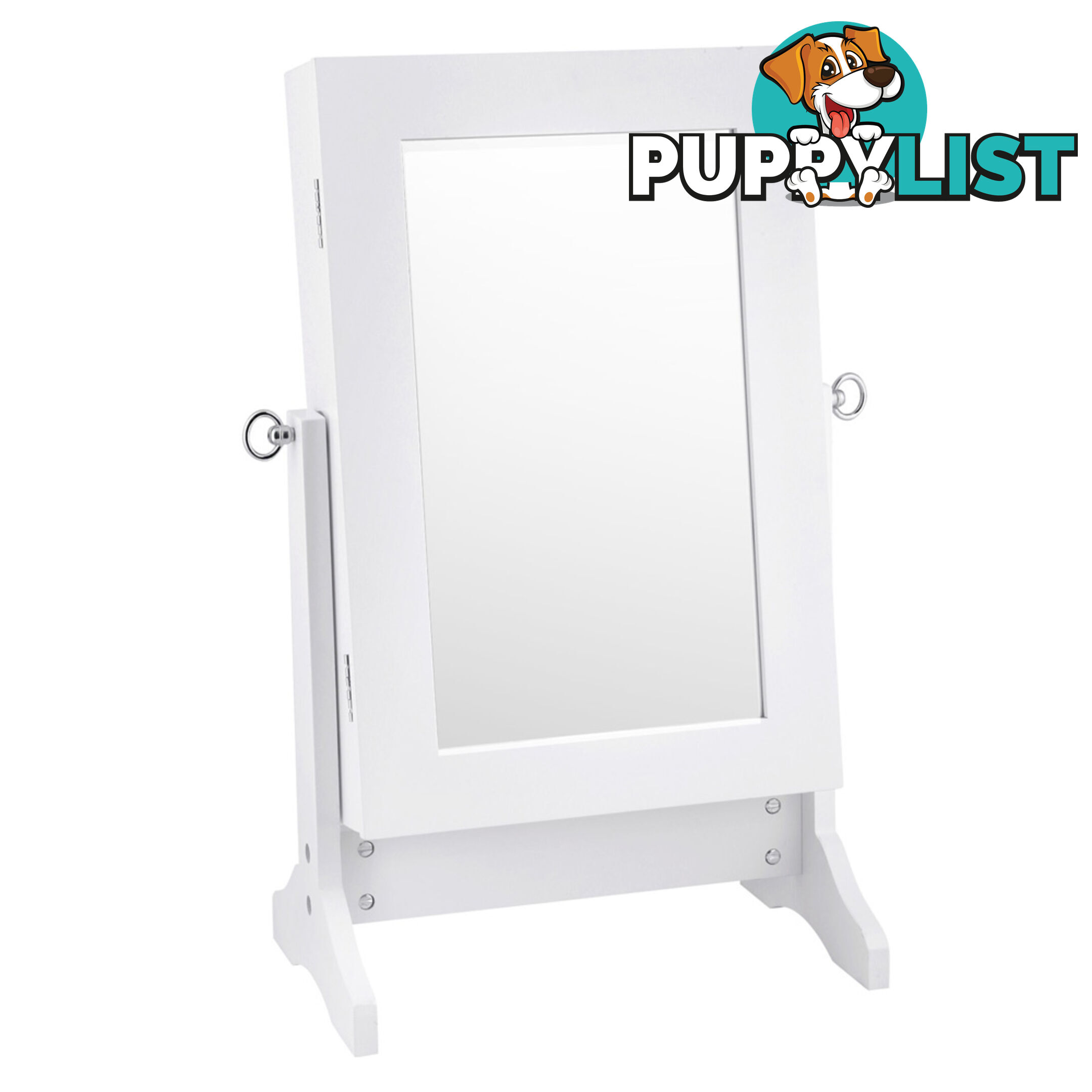 Table top Jewellery Cabinet w/ Mirror White