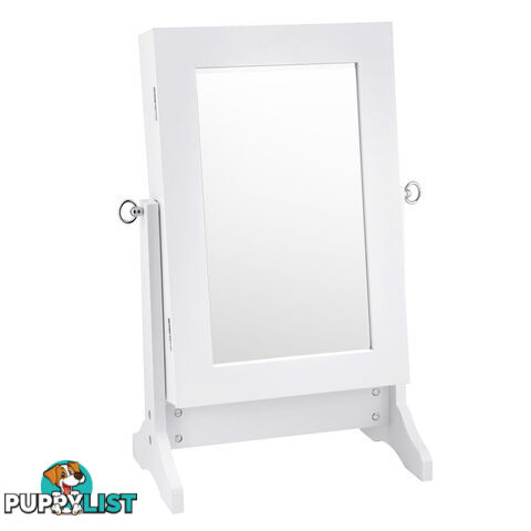 Table top Jewellery Cabinet w/ Mirror White