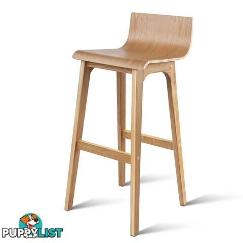 Set of 2 Oak Wood Bar Stools - Natural