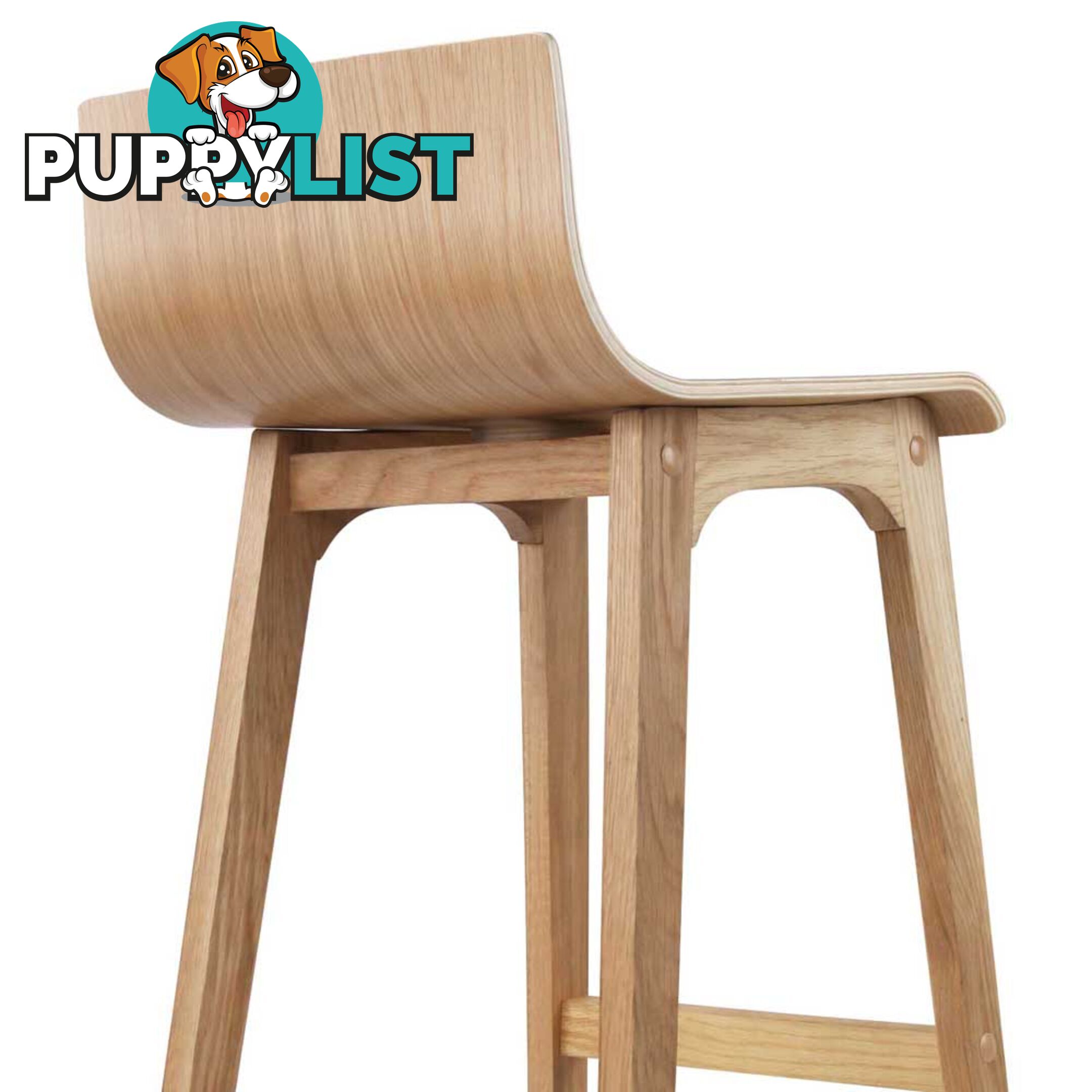 Set of 2 Oak Wood Bar Stools - Natural