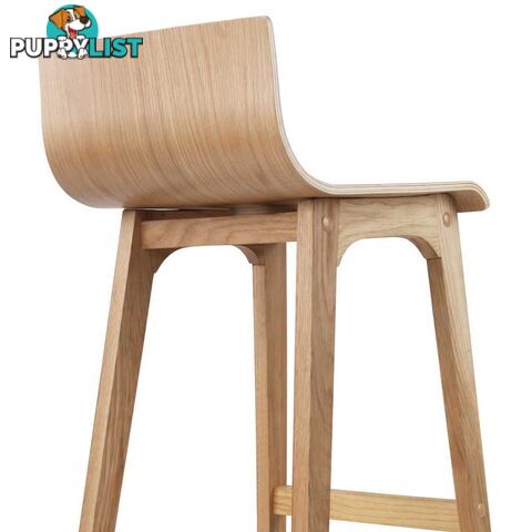 Set of 2 Oak Wood Bar Stools - Natural