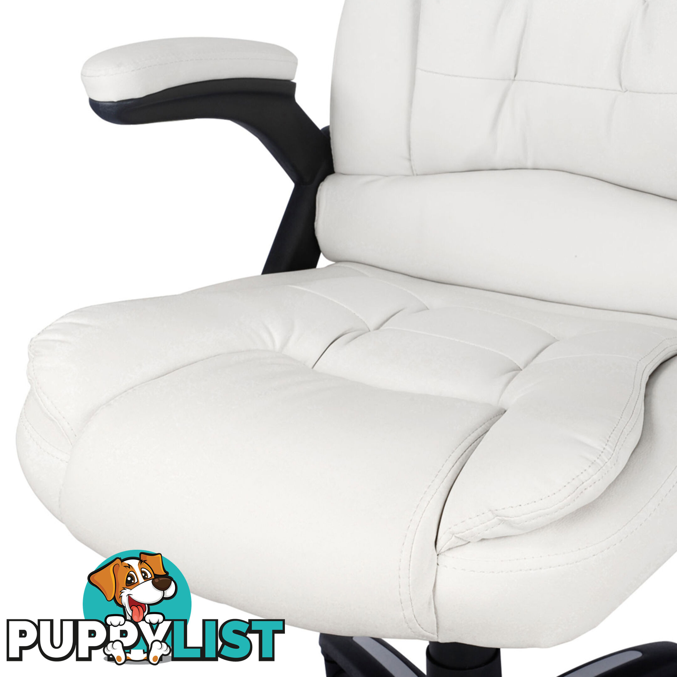 8 Point Massage Executive PU Leather Office Computer Chair White