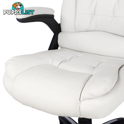 8 Point Massage Executive PU Leather Office Computer Chair White