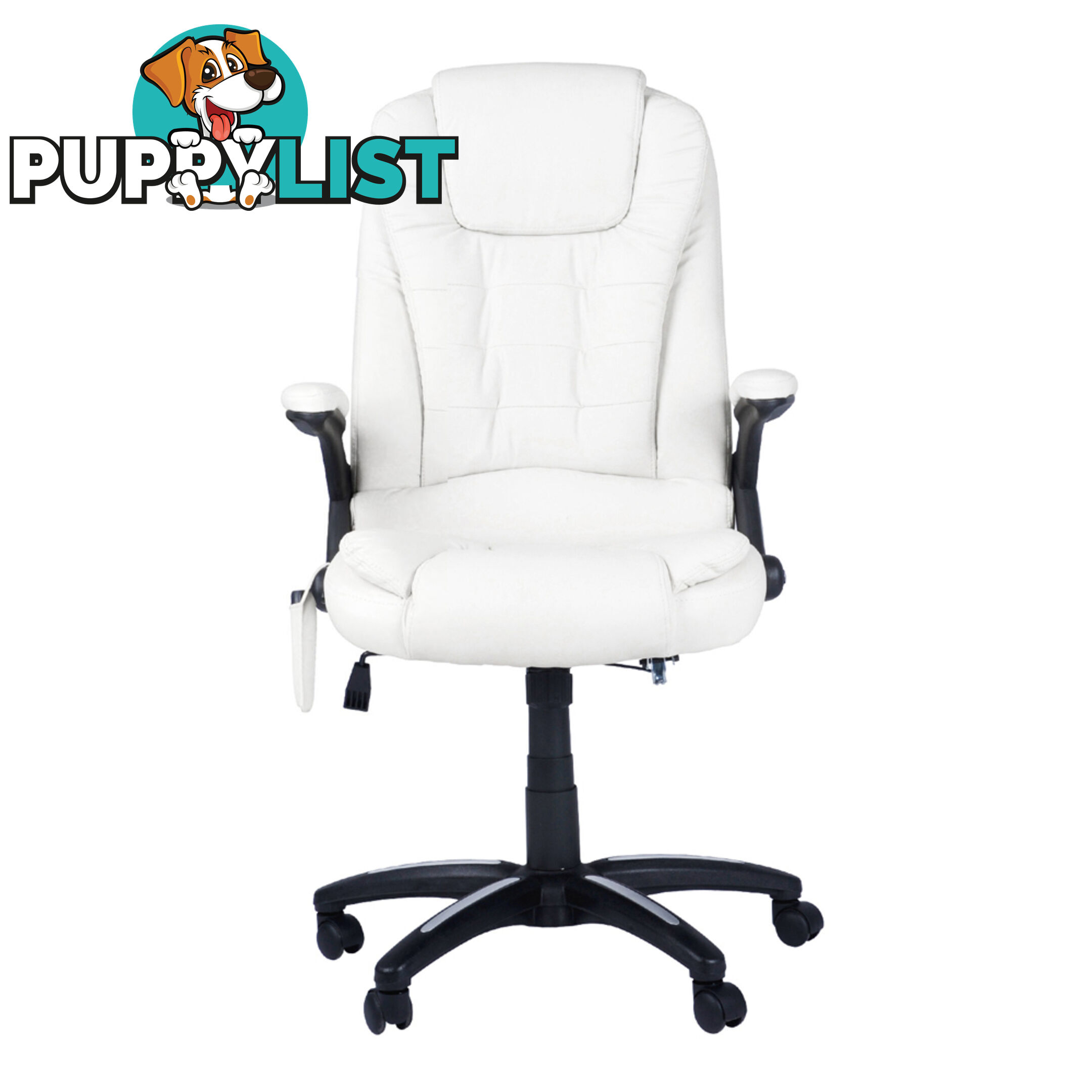 8 Point Massage Executive PU Leather Office Computer Chair White