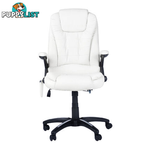 8 Point Massage Executive PU Leather Office Computer Chair White