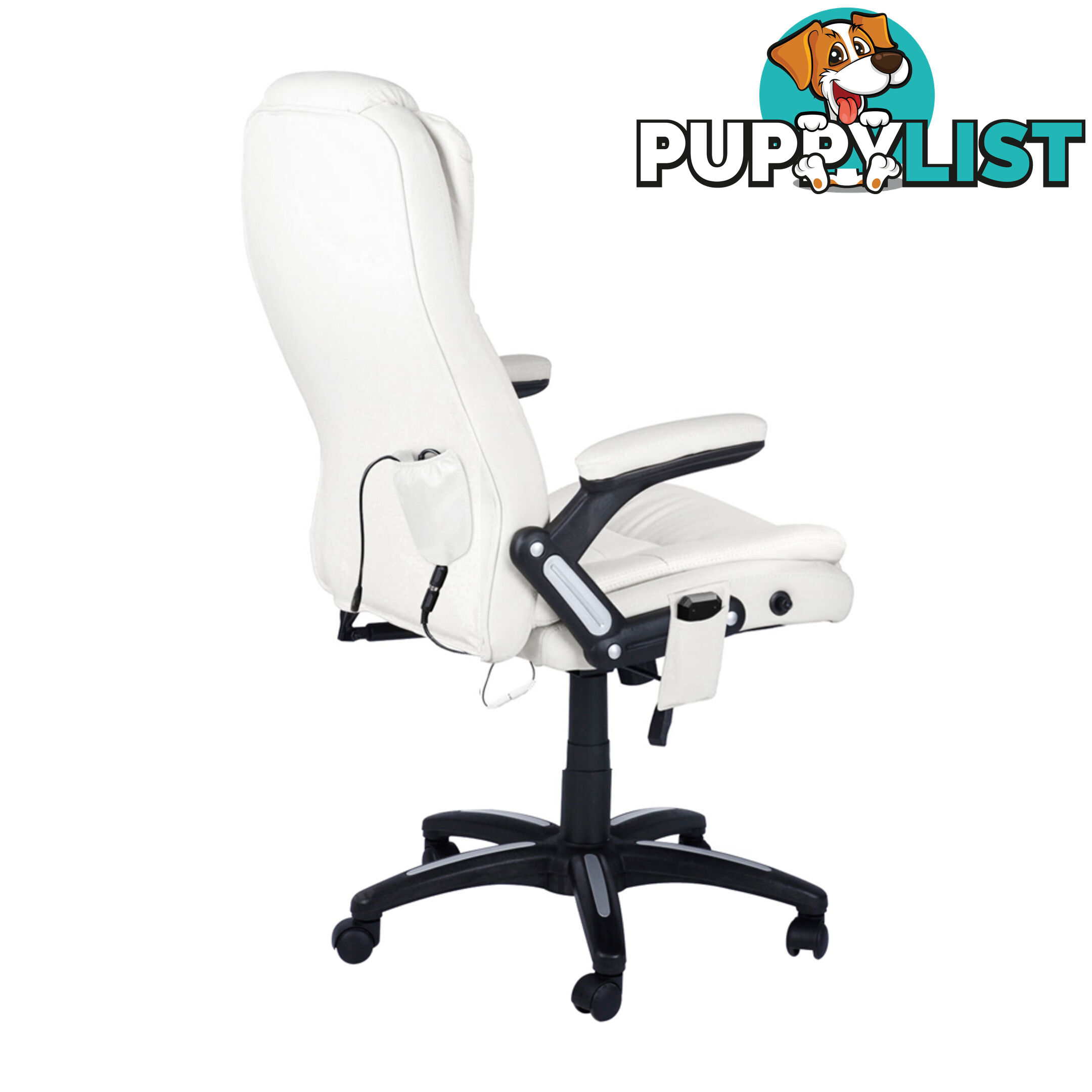 8 Point Massage Executive PU Leather Office Computer Chair White