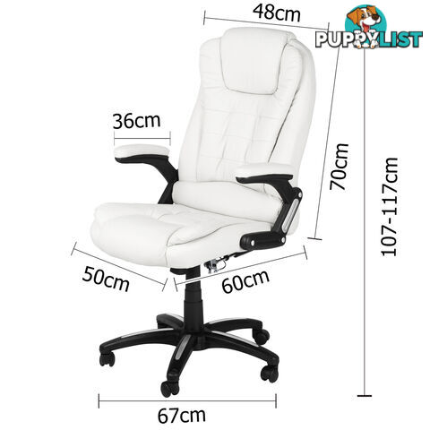 8 Point Massage Executive PU Leather Office Computer Chair White