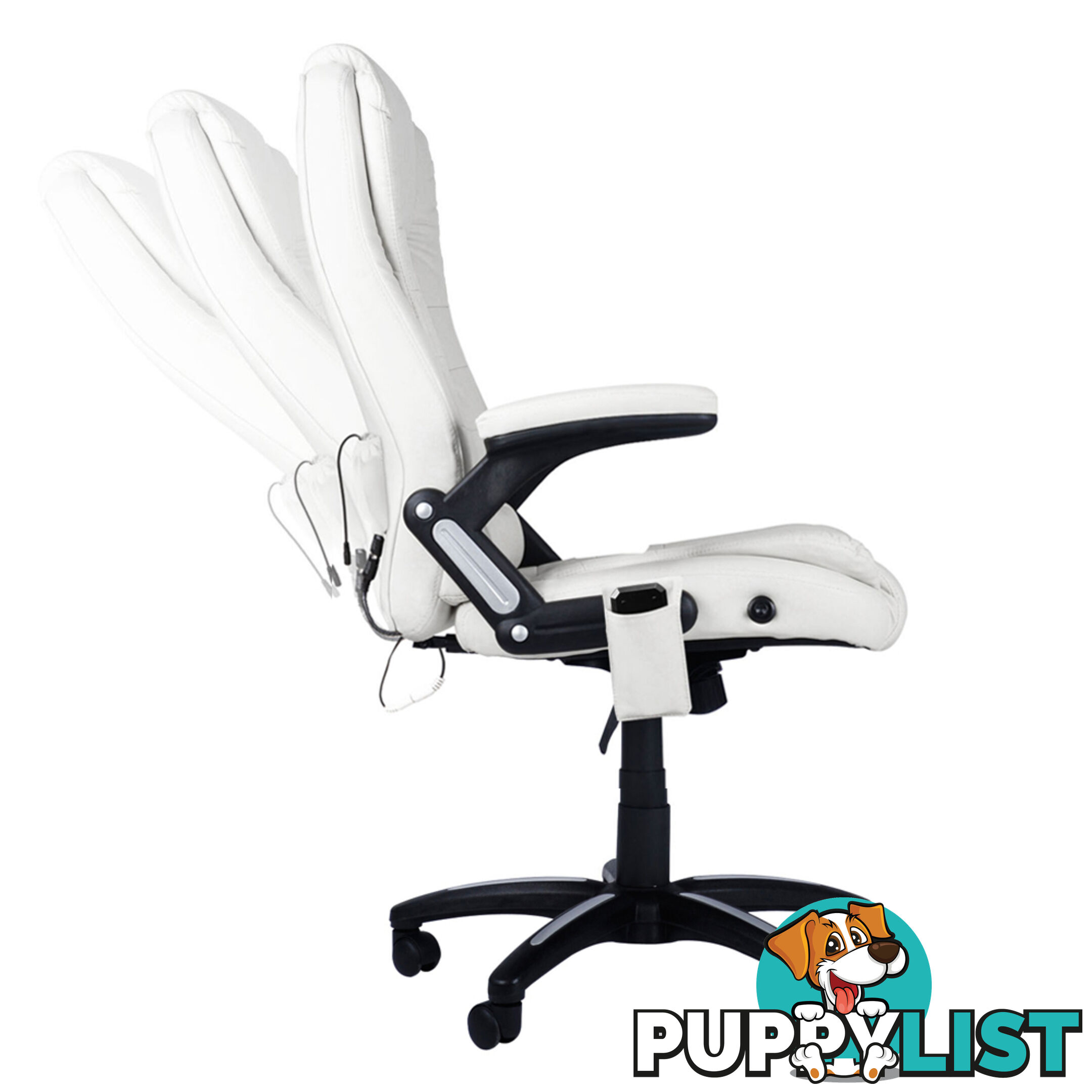 8 Point Massage Executive PU Leather Office Computer Chair White