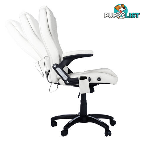 8 Point Massage Executive PU Leather Office Computer Chair White