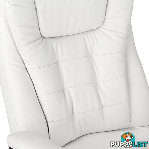 8 Point Massage Executive PU Leather Office Computer Chair White