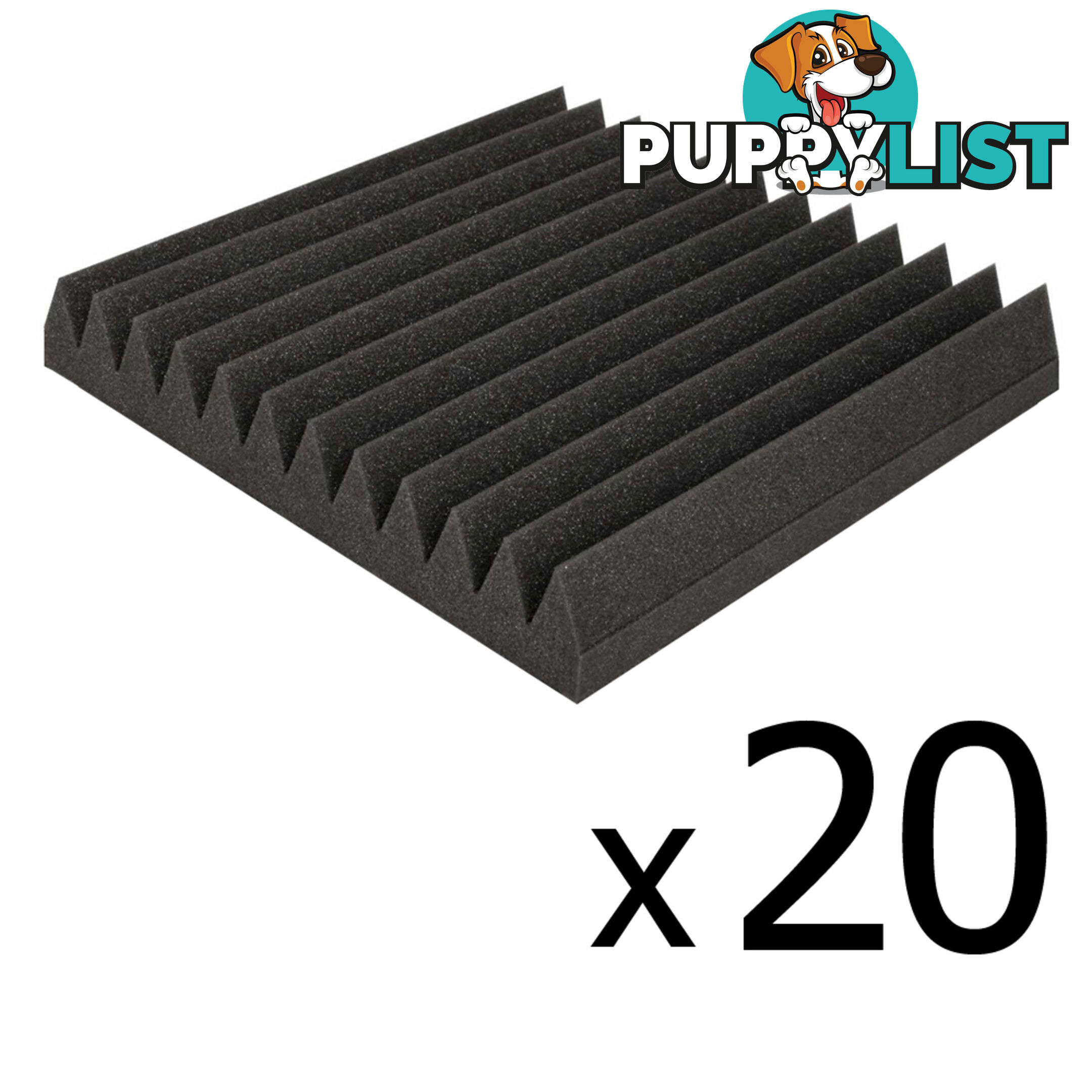 Set of 20 Studio Wedge Acoustic Foam Charcoal 30 x 30cm