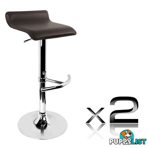 Set of 2 PVC Leather Kitchen Bar Stool Chocolate