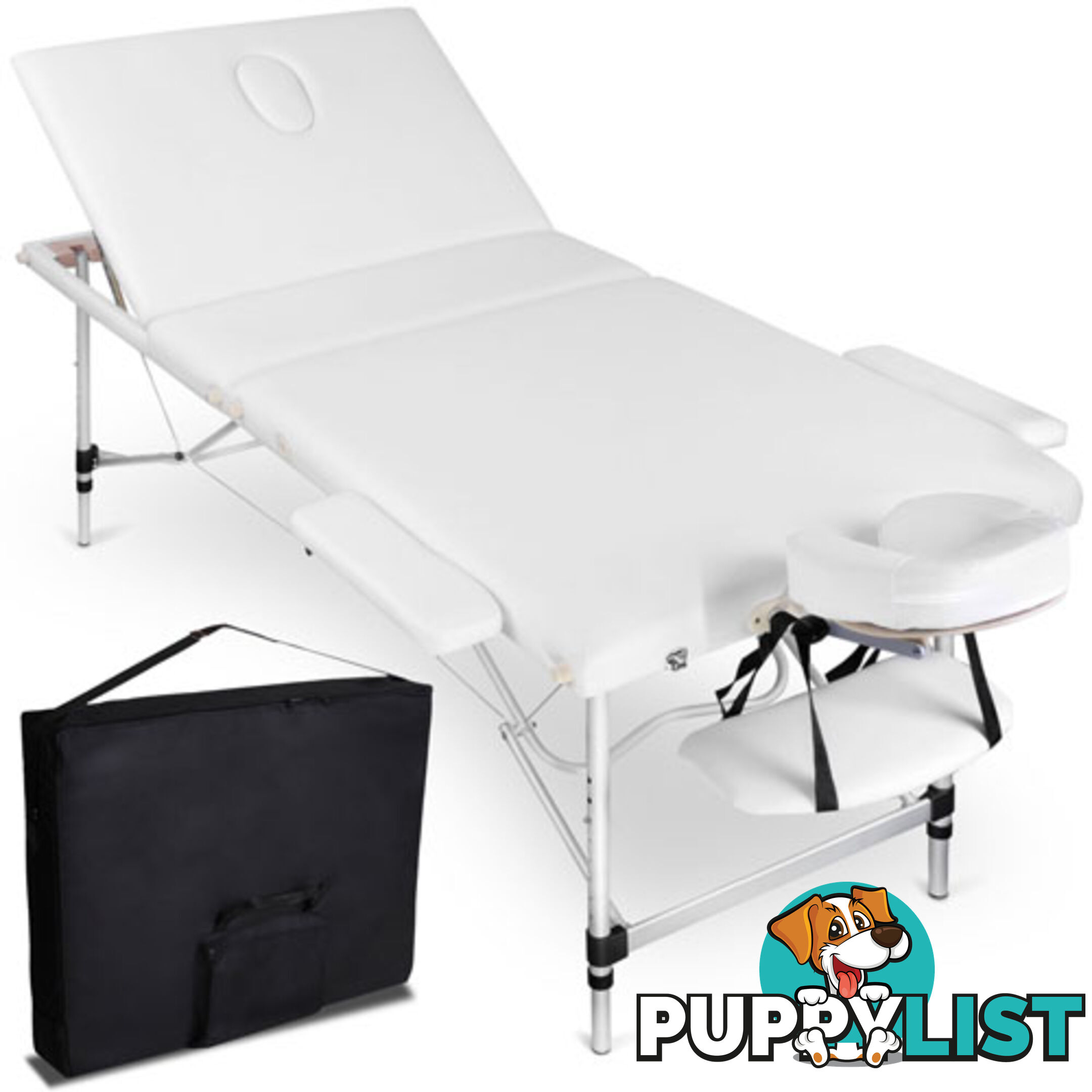 Portable Aluminium 3 Fold Massage Table Chair Bed White 75cm