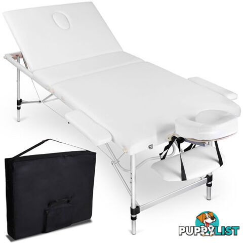 Portable Aluminium 3 Fold Massage Table Chair Bed White 75cm