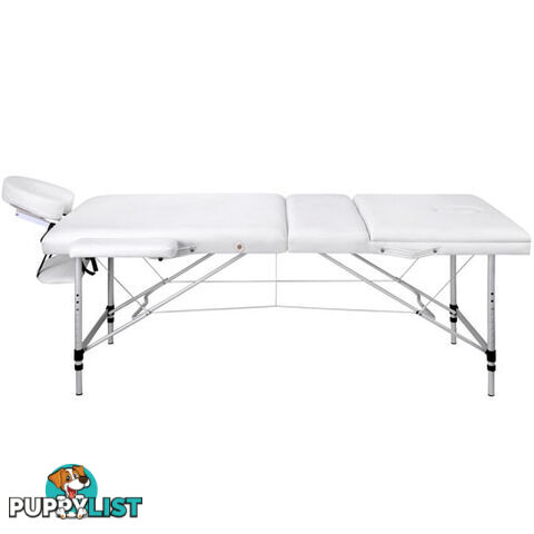 Portable Aluminium 3 Fold Massage Table Chair Bed White 75cm