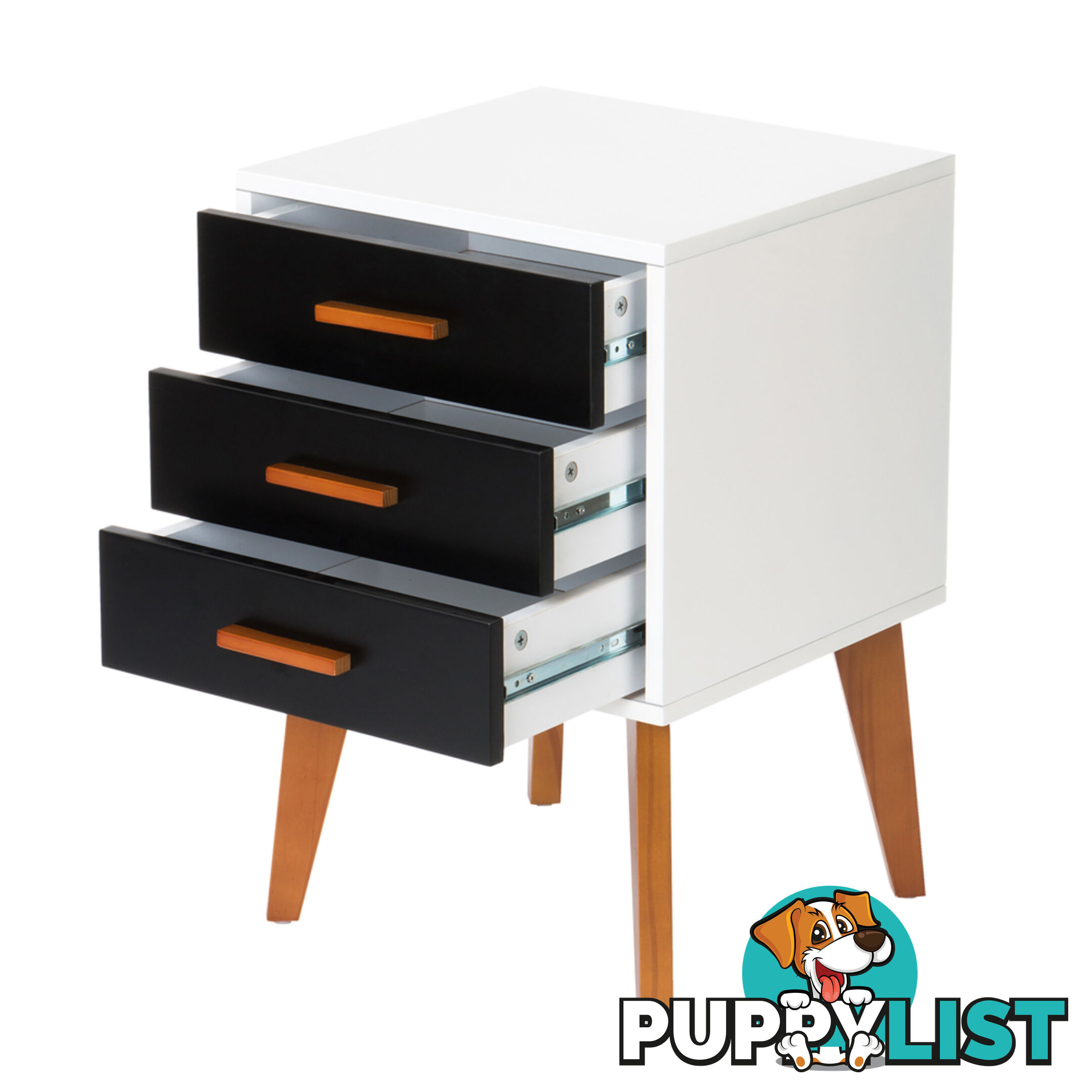 Bedside Table Cabinet Matt Black