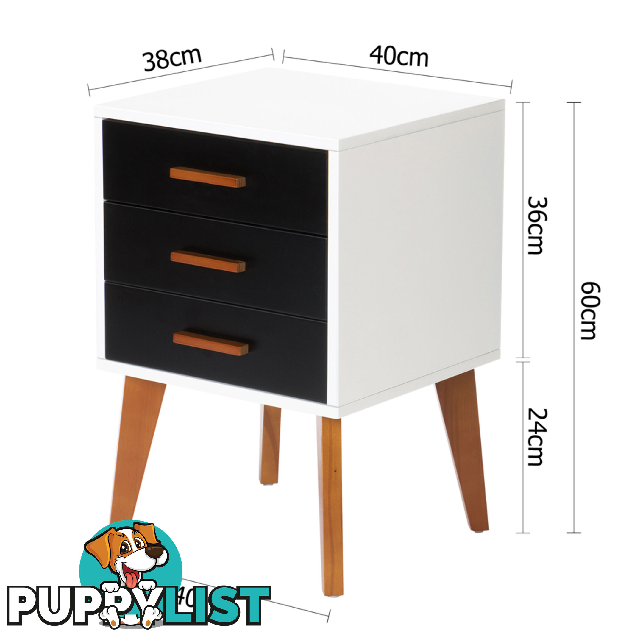 Bedside Table Cabinet Matt Black