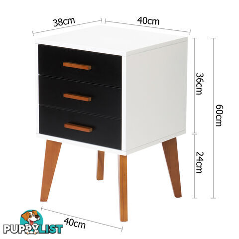 Bedside Table Cabinet Matt Black