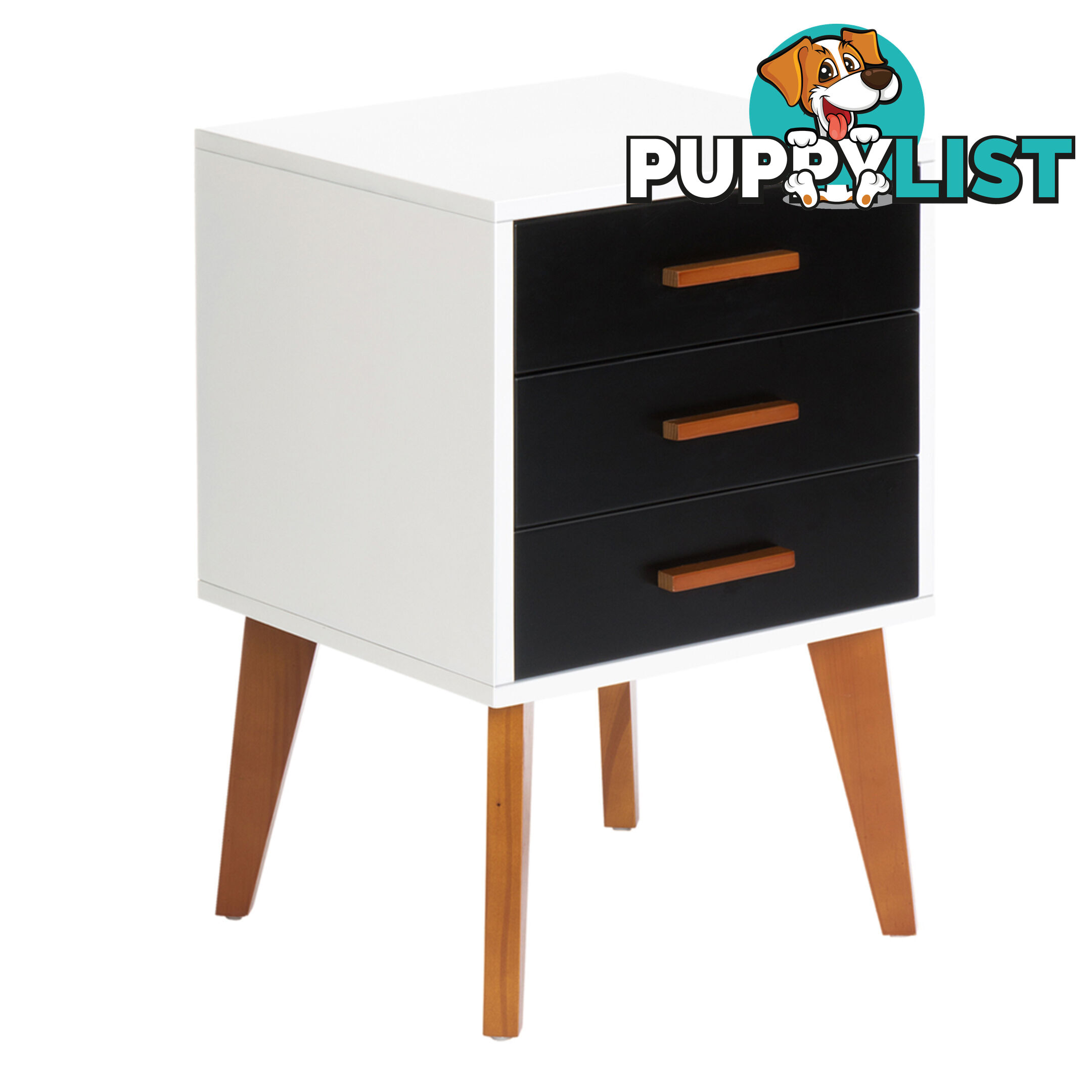 Bedside Table Cabinet Matt Black