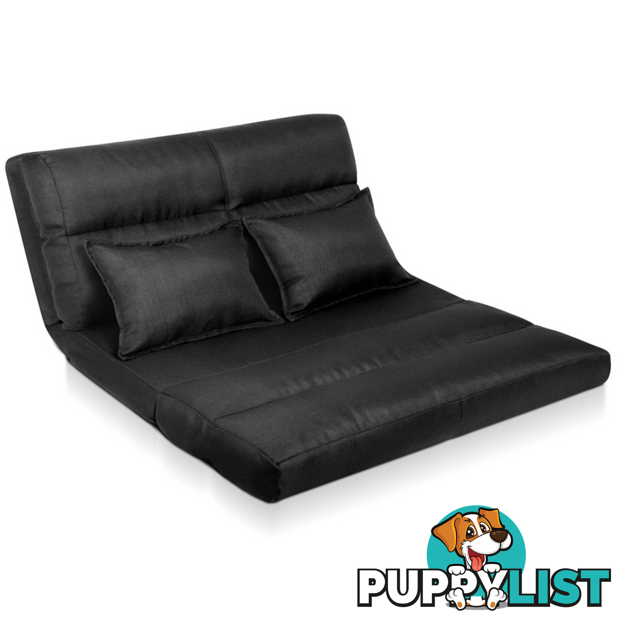 Double Size Adjustable Lounge Sofa - 5 positions Black