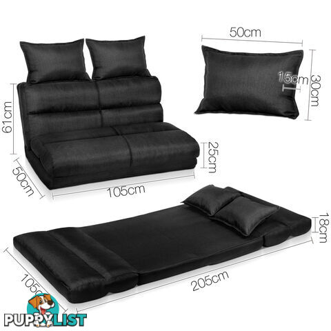 Double Size Adjustable Lounge Sofa - 5 positions Black