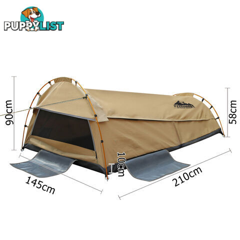 Double Camping Canvas Swag Tent Beige w/ Air Pillow