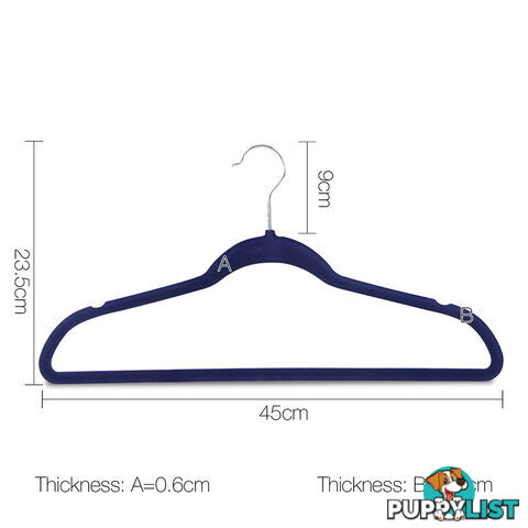 Set of 200 Slim Navy Velvet Hangers