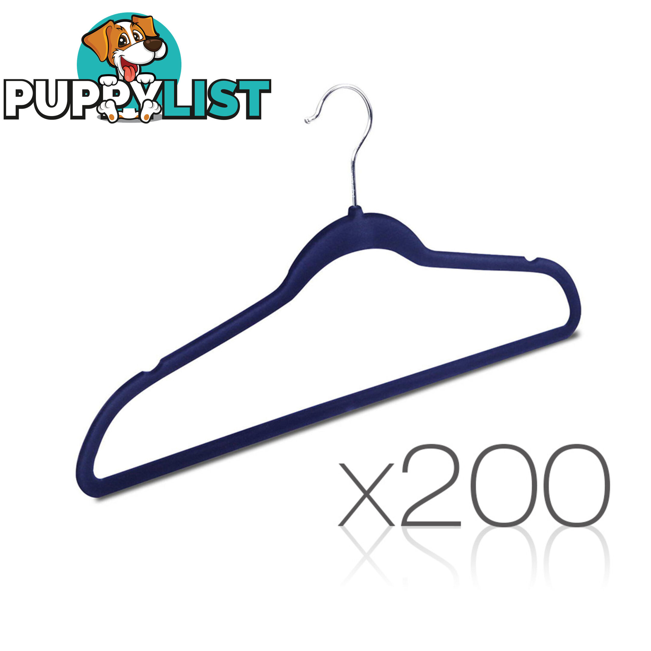 Set of 200 Slim Navy Velvet Hangers